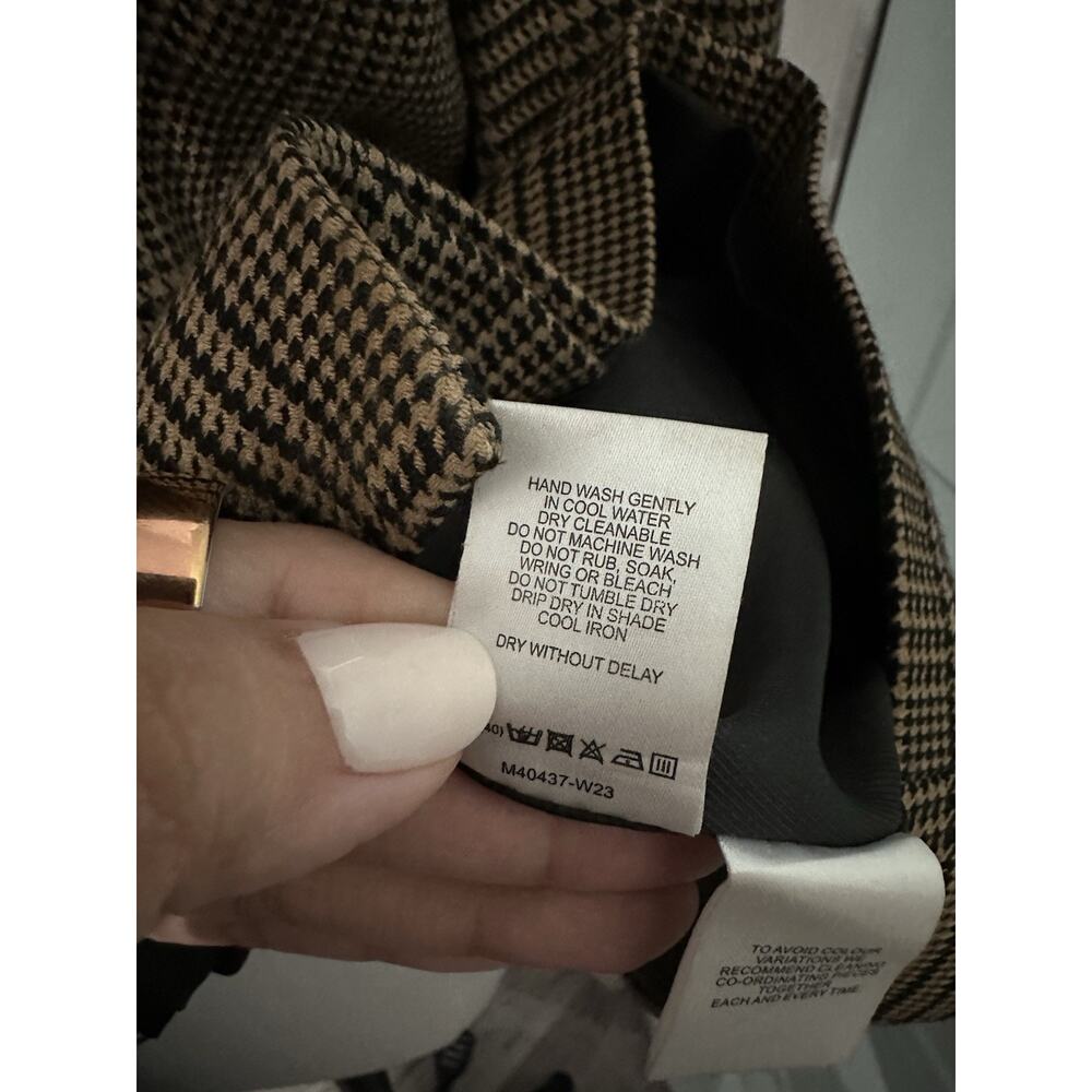 Veronika Maine Houndstooth Plaid Blazer in Brown Sugar Size 14 - Picture 7 of 10